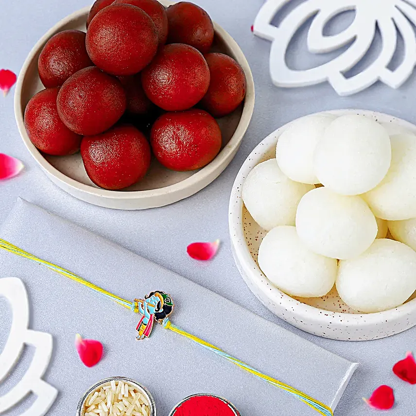 Melodic Krishna Rakhi N Sweets Combo