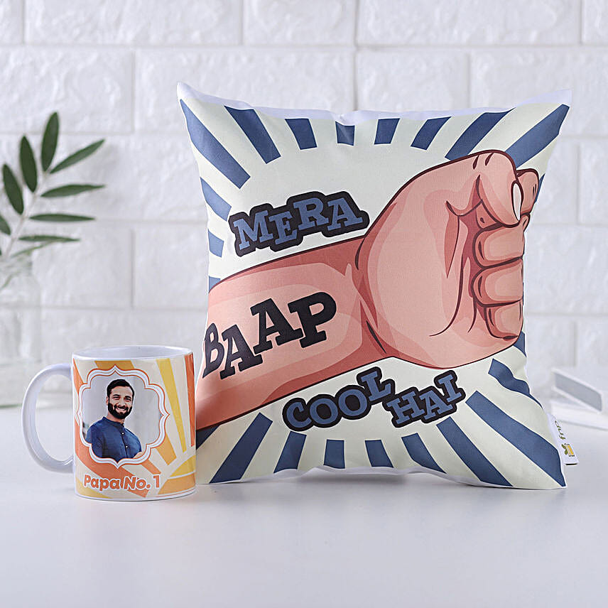 Personalised Fathers Mug N Cushion Combo