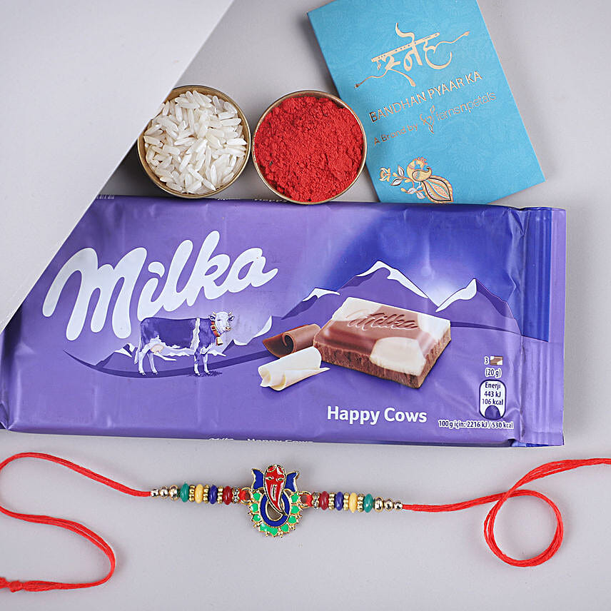 Sneh Colourful Ganesha Rakhi N Milka Large