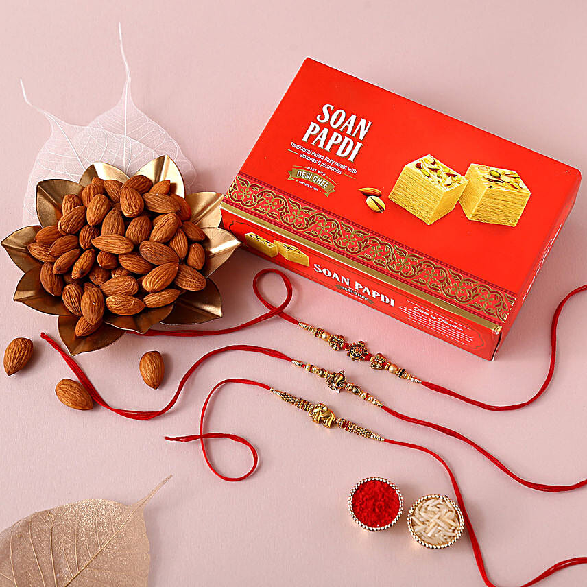 Sneh Feng Shui Rakhi Set With Soan Papdi & Almonds