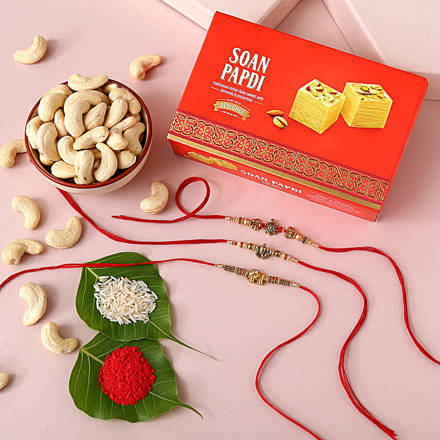Sneh Feng Shui Rakhi Set With Soan Papdi & Cashews