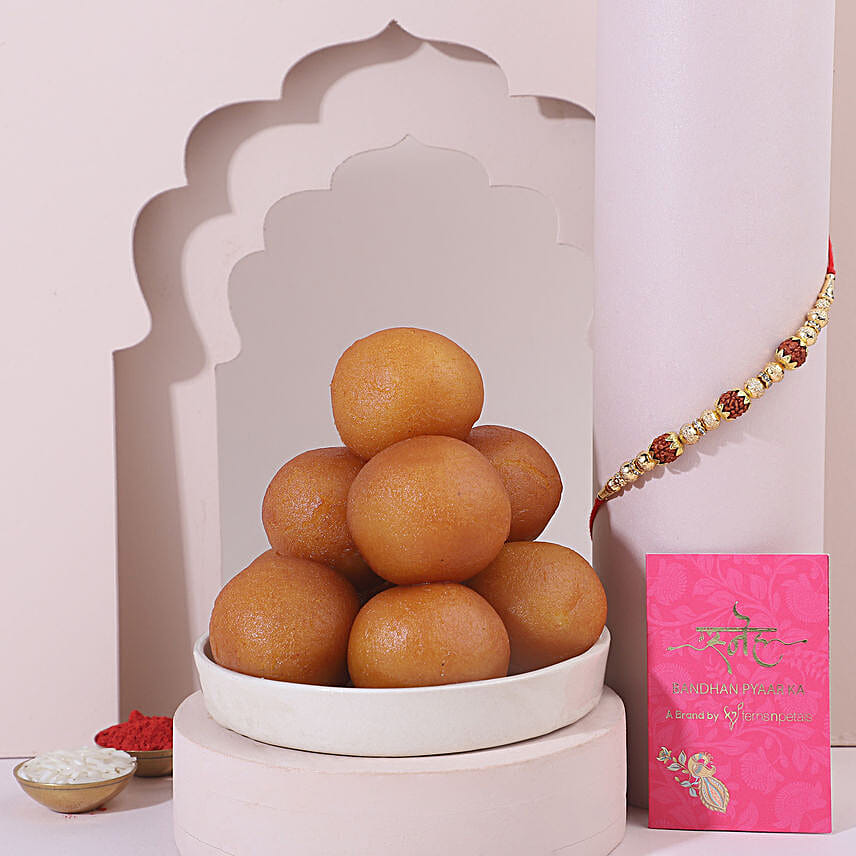 Sneh Rudraksha Holy Rakhi N Gulab Jamun Gift