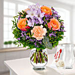 Flower Bouquet Zauberhaft With Vase And Ferrero Raffaello