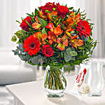 Flower Bouquet Blumensymphonie With Vase And Ferrero Raffaello