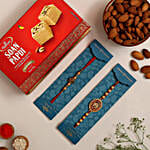 Om And Lion Face Rakhis With Soan Papdi And Almonds
