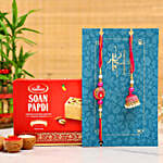 Meenakari Pearl Lumba Rakhi Set With Soan Papdi