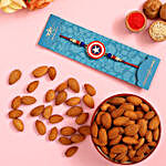 Captain America Kids Rakhi And Healthy Almonds