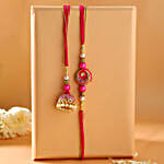 Meenakari Pearl Lumba Rakhi Set With Soan Papdi