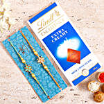 Stone Floral Rakhi Combo And Lindt