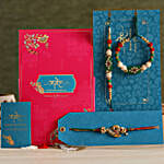Peacock Rakhi With Green Pearl Lumba Rakhi Set