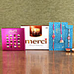 3 Classy Rakhis And Lindt Pralines Hamper