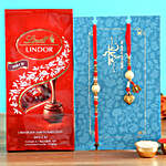 Red Lumba Rakhi Set And Lindt Lindor Milch Chocolates