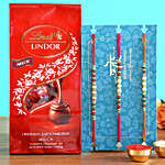 Set Of 3 Pearl Rakhis And Lindt Lindor Milch Chocolates