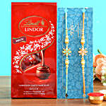 2 Floral Stone Rakhis And Lindt Lindor Milch Chocolates