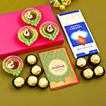 Diwali Greetings With Diyas And Chocolates