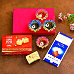 Designer Diwali Diyas With Lindt Chocolate And Soan Papdi