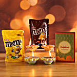 Mandm Chocolates And Set Of 4 Diwali Diyas