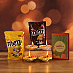 Mandm Chocolates And Set Of 4 Multicoloured Diyas