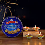 Set O 4 Diwali Diyas And Danish Butter Cookies
