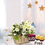 Christmas Special Flowers Basket With Ferrero Rocher And Jam