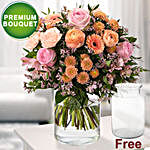 Gorgeous Mixed Flowers Bouquet With Free Vase