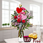 Lovely Mixed Flowers Bouquet With Jam And Chocolates
