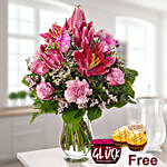 Majestic Mixed Flowers Bouquet With Free Gifts