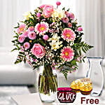 Serene Mixed Flowers Bouquet With Free Gifts