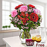 Scintillating Mixed Flowers Bouquet With Free Gifts