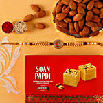 Sneh Om Bracelet Rakhi With Soan Papdi & Almonds
