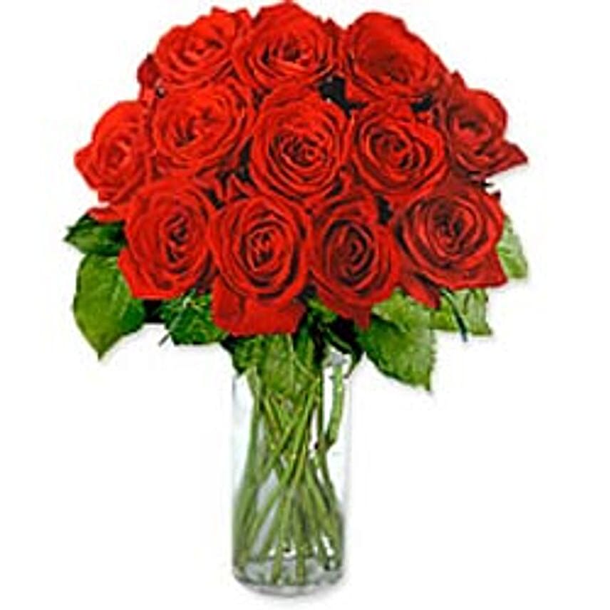 Dozen Roses in a Vase-Gre