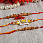 Yellow Stone Sandalwood Rakhi Set