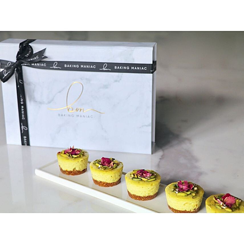 Mini Eggless Pistachio Cheesecakes Gift Box