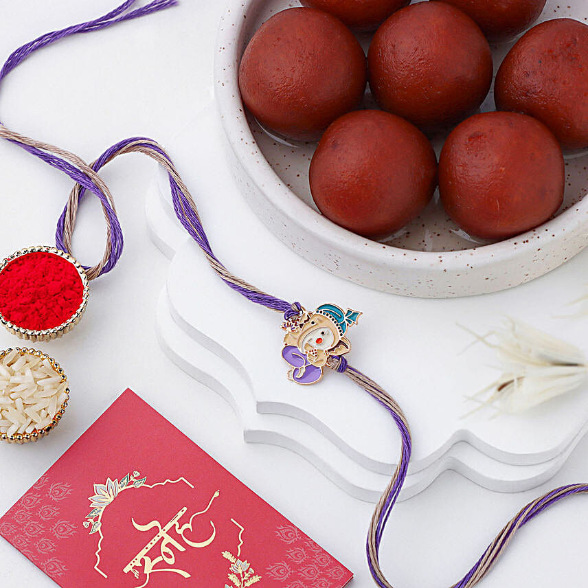 Bal Ganesha Cheerful Charm Rakhi N Sweet Treat