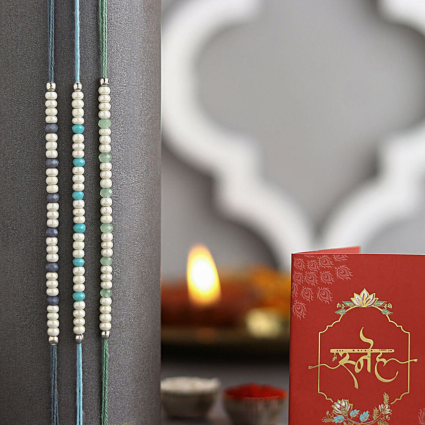 Beads Rakhi Set of 3 N Delectable Gulab Jamun Combo