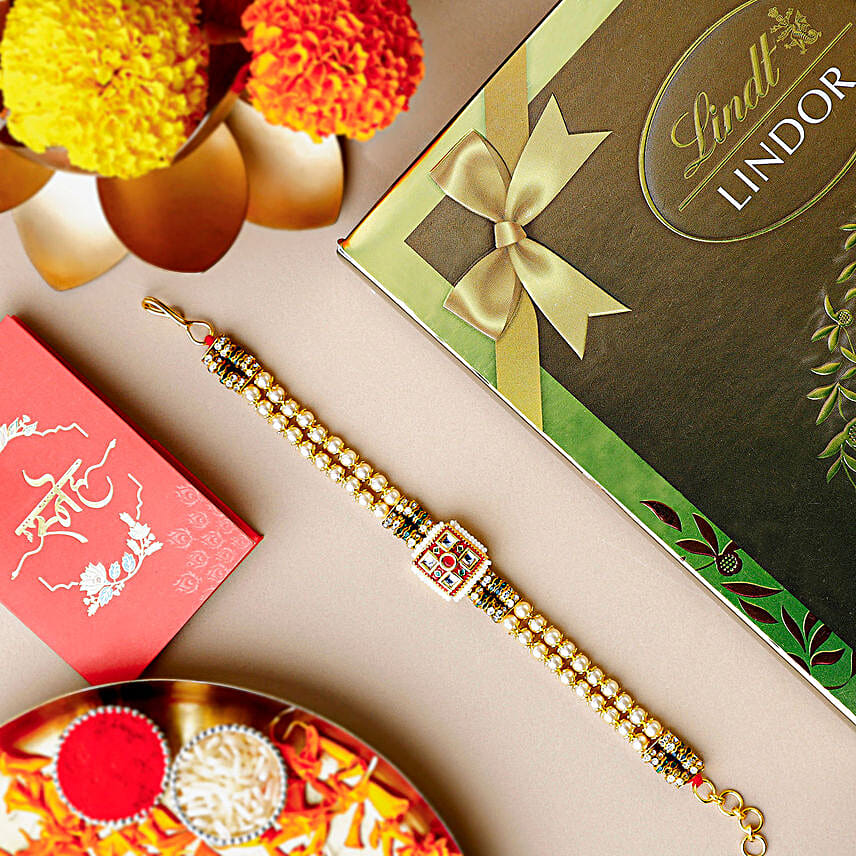 Regal Ethnic Work Rakhi N Lindt Chocolate Gift Set