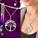 Delicate Tree Of Life Crystal Pendant And Chain Set