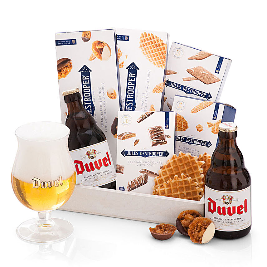 Jules Destrooper And Duvel White Tray:Send Corporate Gifts to Hungary