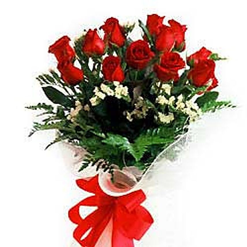 Bunch of 12 roses-INDO:Send Anniversary Flowers to Indonesia