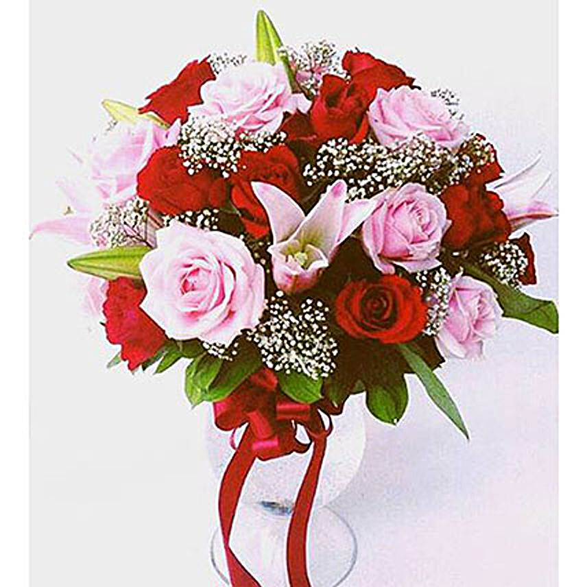 Elegant Mixed Roses Vase Arrangement