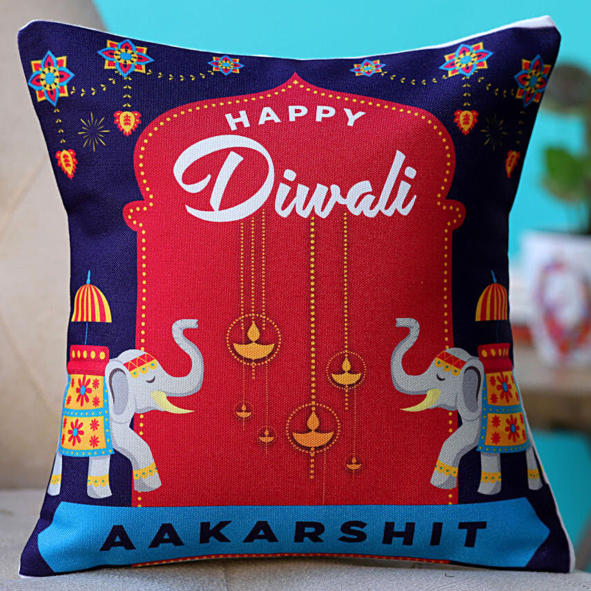 Personalised Diwali Elephant Cushion