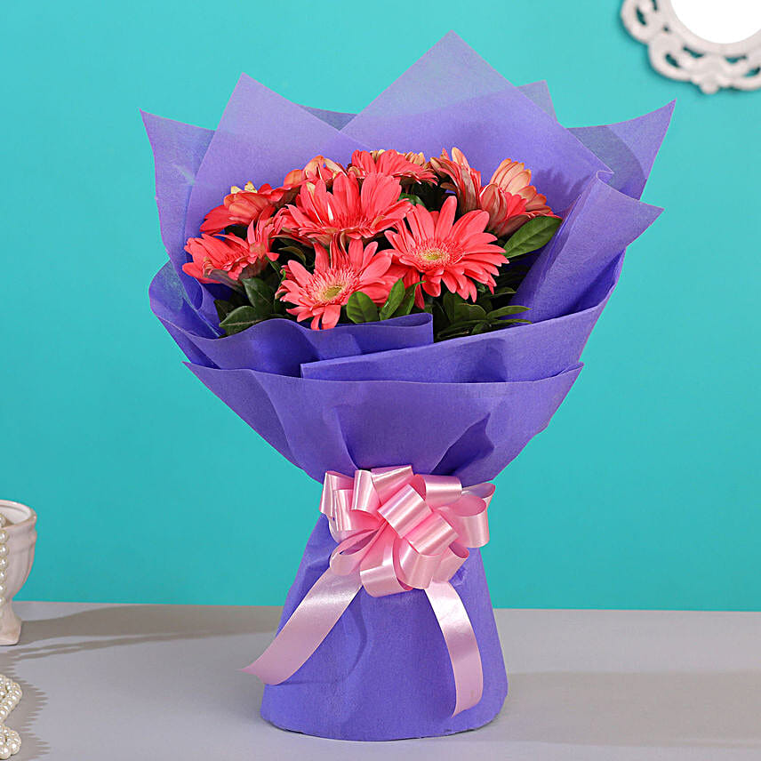 10 Passionate Pink Gerberas Bouquet