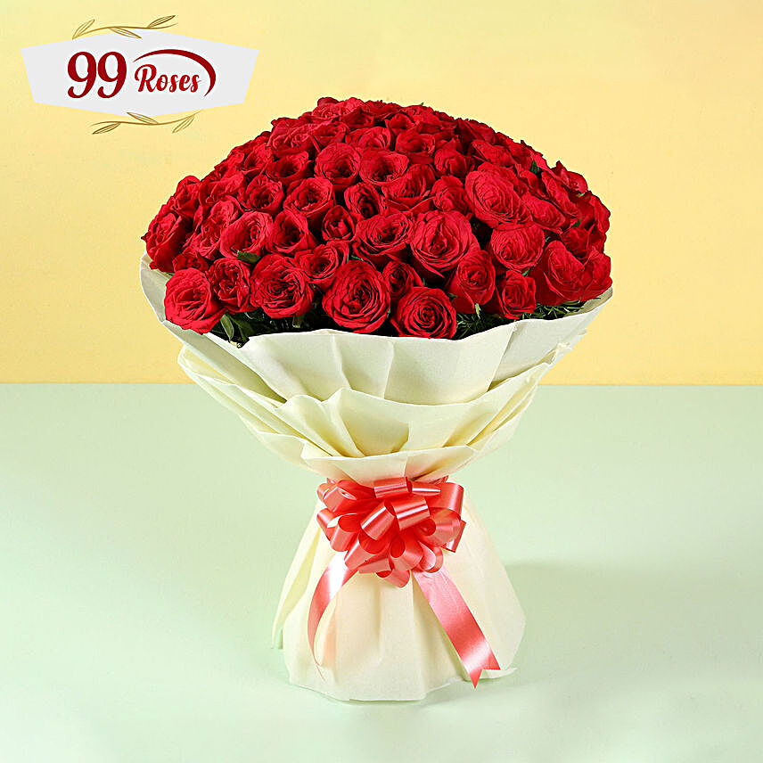 Elegent Bouquet Of 99 Roses:Flower Bouquet to Indonesia