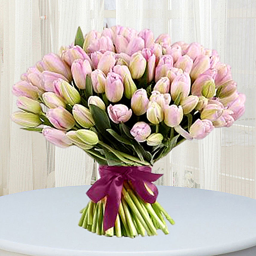 Grand Pink Tulips Bouquet:Flower Bouquet in Indonesia
