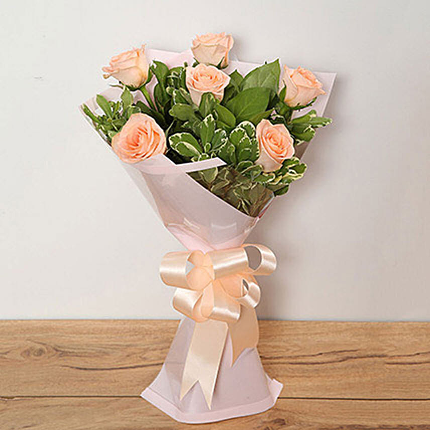 Peach Roses Bouquet