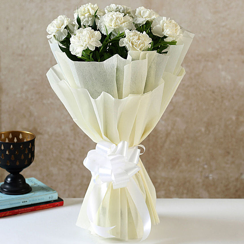 White Carnations Bouquet Small