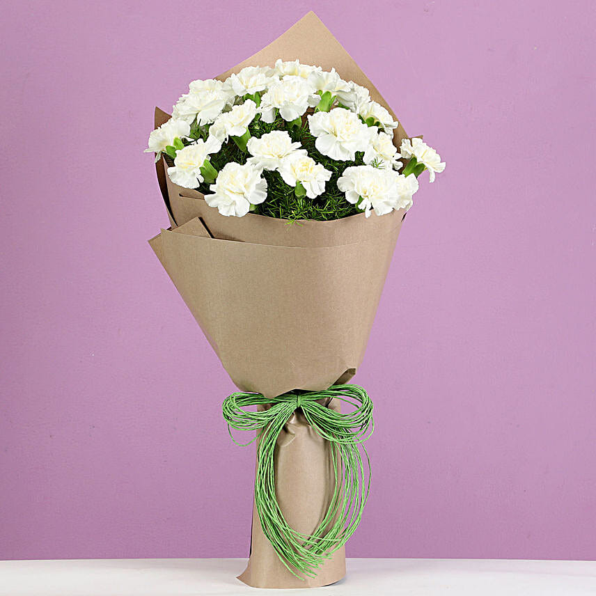 Beautiful Serene White Carnations Bunch