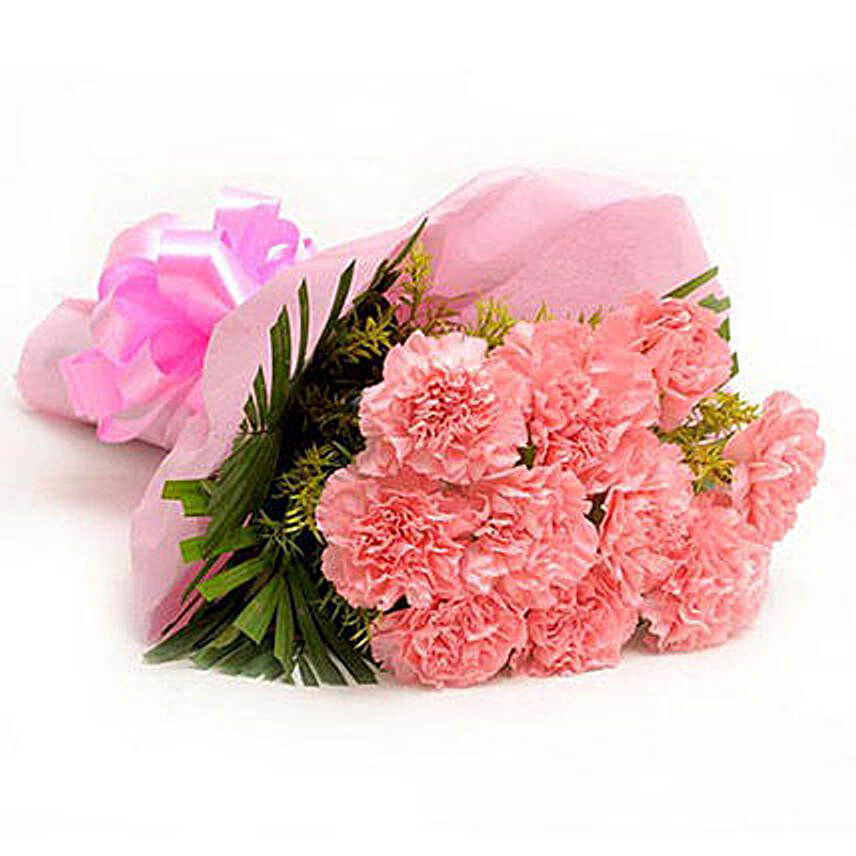 Pink Pretty Carnations Bouquet:Flower Bouquet in Indonesia