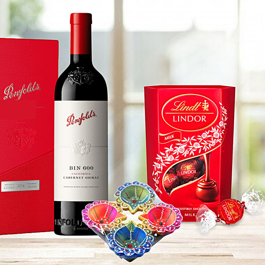 Red Wine With Lindt Lindor And Complimentary Diyas