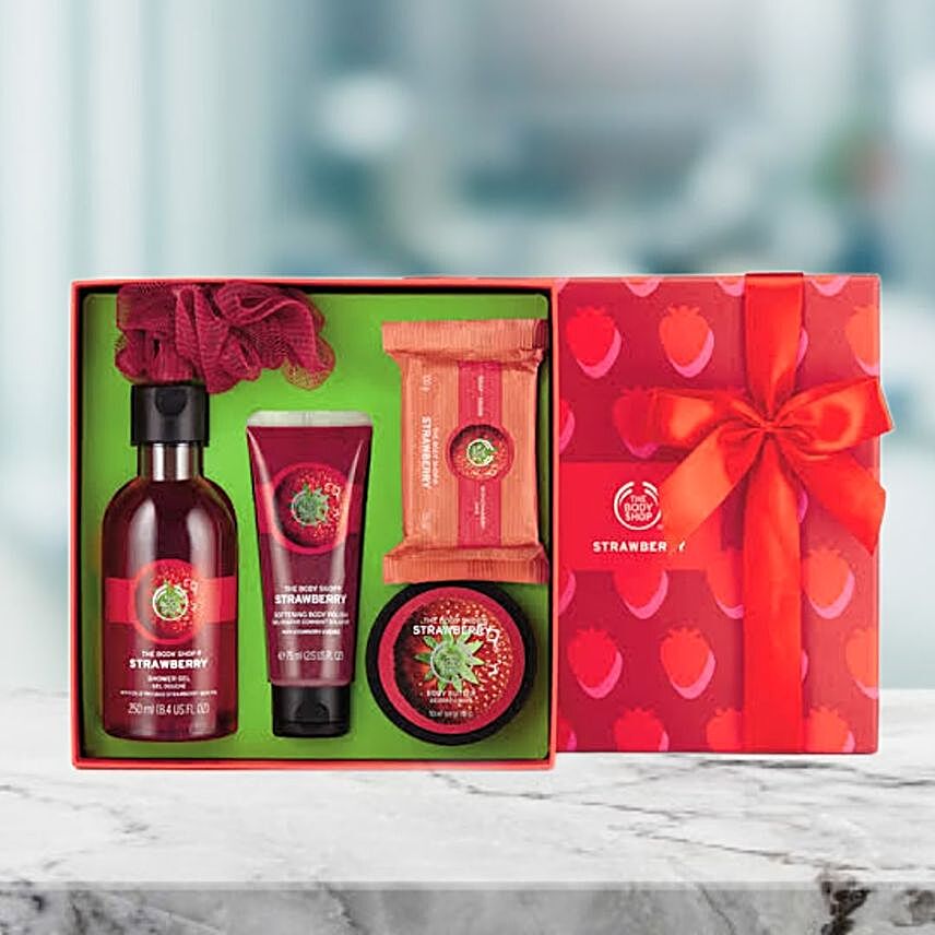 Body Shop Strawberry Spa Set:Anniversary Gift Delivery in Indonesia